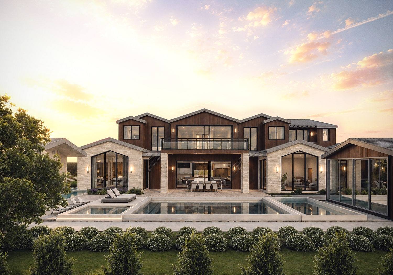 Design rendering of Ranch-form residence in Hidden Hills, California — view 5